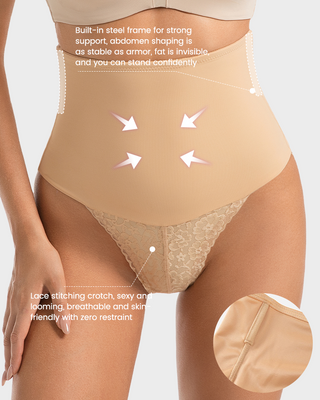 Hoge Taille Naadloze Shapewear Strings met Kant (2-pack)