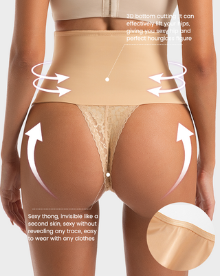 Hoge Taille Naadloze Shapewear Strings met Kant (2-pack)