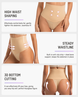 Hoge Taille Naadloze Shapewear Strings met Kant (2-pack)