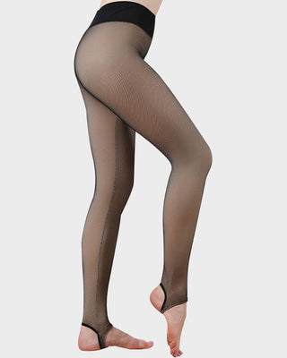 Glanzende Rhinestone Fleece-gevoerde Panty
