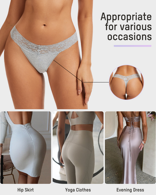 Naadloze Strings met Lage Taille en Kant (3-pack)