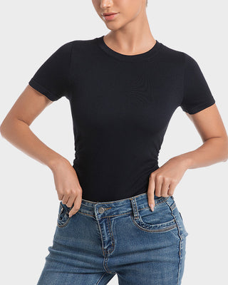 Naadloze Bodysuit met Ronde Hals en Korte Mouwen