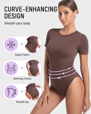 Naadloze Bodysuit met Ronde Hals en Korte Mouwen