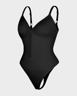 Naadloze Shaping String Bodysuit met Ritssluiting aan de Voorkant