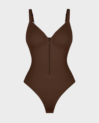 Naadloze Shaping String Bodysuit met Ritssluiting aan de Voorkant