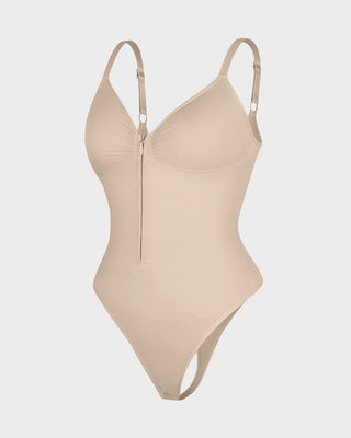 Naadloze Shaping String Bodysuit met Ritssluiting aan de Voorkant