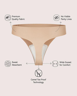Naadloze String met Camel Toe Cover (5-Pack)