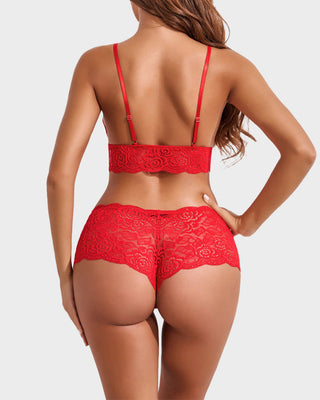 3-Delige Transparante Nachtset van Bloemenkant