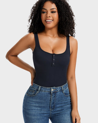 Shaping Bodysuit met Drukknoopsluiting en Driehoekige Halslijn