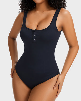 Shaping Bodysuit met Drukknoopsluiting en Driehoekige Halslijn