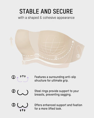 Strapless Bandeau BH met Volledige Dekking en Antisliplaag