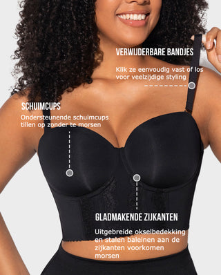 Sujetador sin tirantes con espalda baja