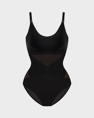 Shapewear Bodysuit met Kruislingse Mesh Panelen