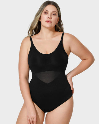 Shapewear Bodysuit met Kruislingse Mesh Panelen