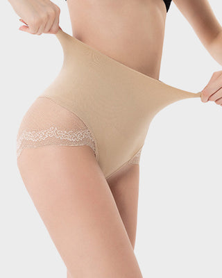 High Waist Tummy Control Kantafgewerkte Mesh Slip