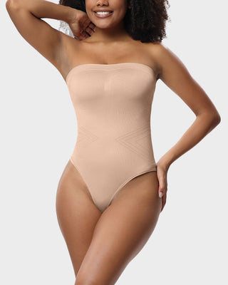 Naadloze Bandeau Shaping Bodysuit met Afneembare Bandjes