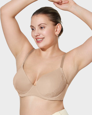 Push-Up BH met Diepe V-Hals en Kantafwerking – Volledige Bedekking