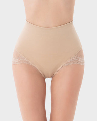 High Waist Tummy Control Kantafgewerkte Mesh Slip