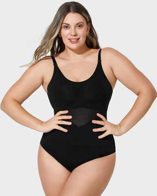 Shapewear Bodysuit met Kruislingse Mesh Panelen