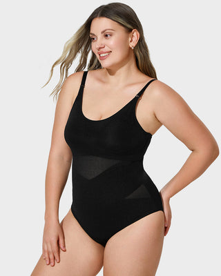 Shapewear Bodysuit met Kruislingse Mesh Panelen