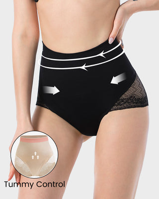 High Waist Tummy Control Kantafgewerkte Mesh Slip