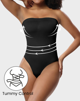 Naadloze Bandeau Shaping Bodysuit met Afneembare Bandjes