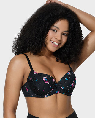 Push-Up BH met Diepe V-Hals en Kantafwerking – Volledige Bedekking