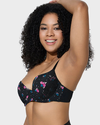 Push-Up BH met Diepe V-Hals en Kantafwerking – Volledige Bedekking