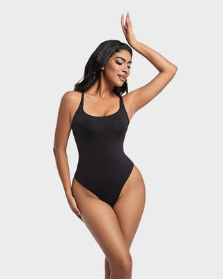 Naadloze Sculpt Bodysuit zonder Mouwen met Ronde Hals en Stringmodel
