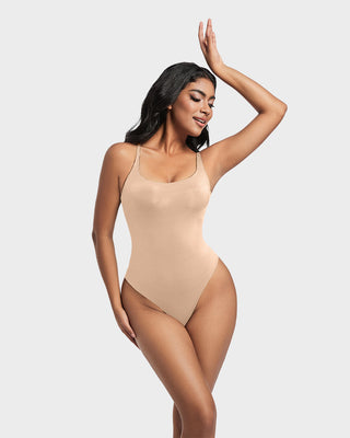 Naadloze Sculpt Bodysuit zonder Mouwen met Ronde Hals en Stringmodel