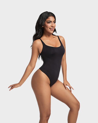 Naadloze Sculpt Bodysuit zonder Mouwen met Ronde Hals en Stringmodel