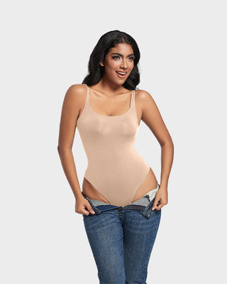 Naadloze Sculpt Bodysuit zonder Mouwen met Ronde Hals en Stringmodel