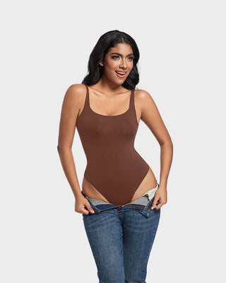 Naadloze Sculpt Bodysuit zonder Mouwen met Ronde Hals en Stringmodel