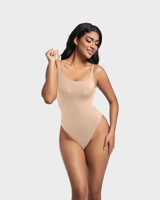 Naadloze Sculpt Bodysuit zonder Mouwen met Ronde Hals en Stringmodel